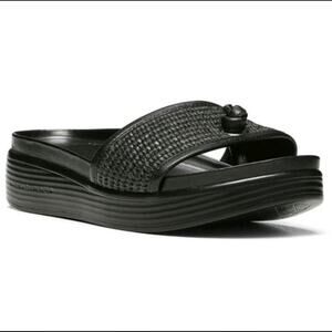 Donald J Pliner MSRP $178 Black Farrah Platform Resort Sandal Slide Size 10 NWOB